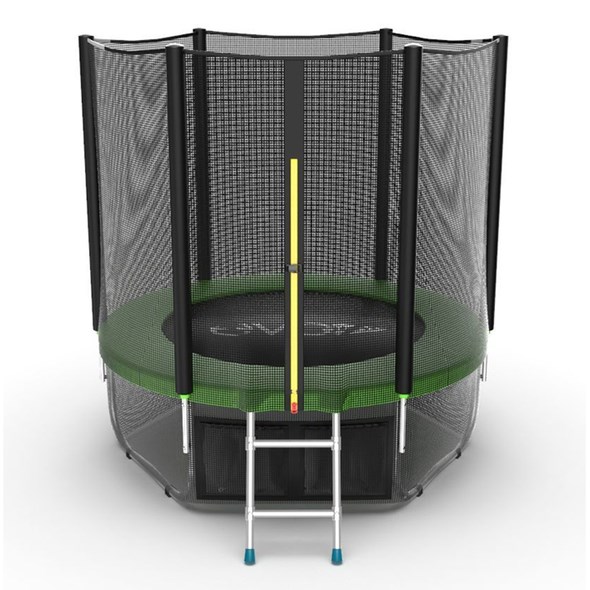 Батут EVO JUMP External + Lower net, 6ft (зеленый) с внешней сеткой и лестницей + нижняя сеть - фото 6065