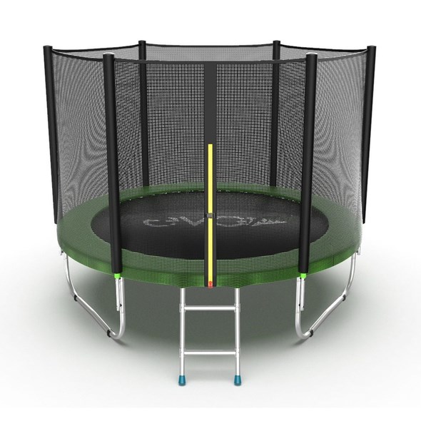 Батут EVO JUMP External, 8ft (зеленый) с внешней сеткой и лестницей - фото 6066