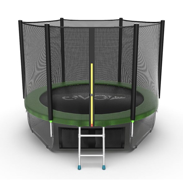 Батут EVO JUMP External + Lower net, 8ft (зеленый) с внешней сеткой и лестницей + нижняя сеть - фото 6067