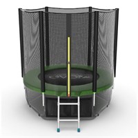 Батут EVO JUMP External + Lower net, 6ft (зеленый) с внешней сеткой и лестницей + нижняя сеть