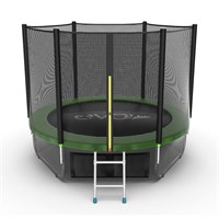 Батут EVO JUMP External + Lower net, 8ft (зеленый) с внешней сеткой и лестницей + нижняя сеть